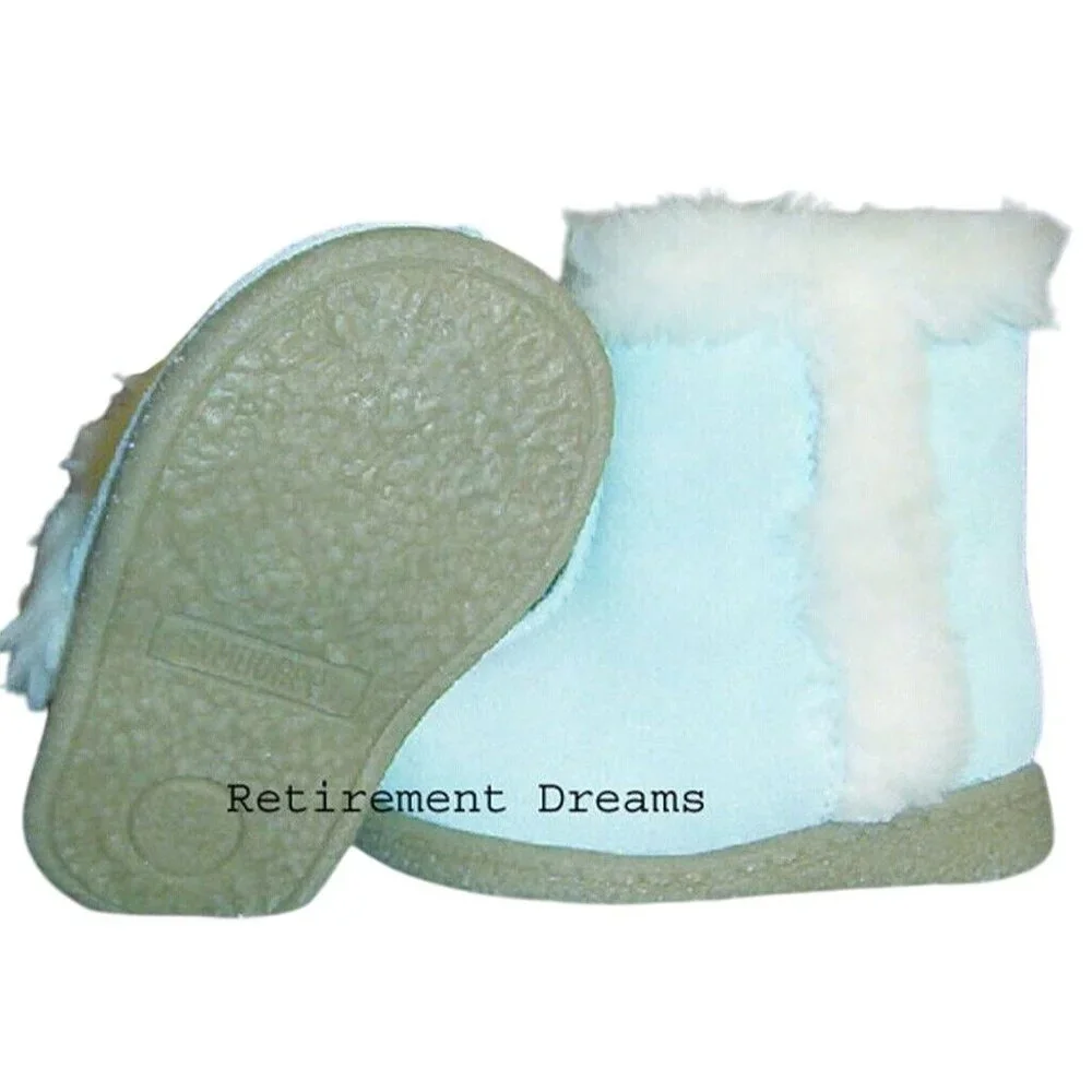 Gymboree Size 01 Infant Girls Snow Boots Faux Fur Lined Leather Crib Shoes NEW